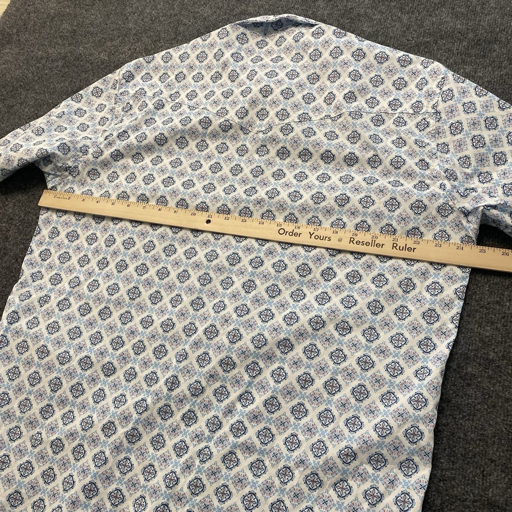 Rafter C Abstract Cowboy Collection Pearl Snap Shirt Mens XLT Big & Tall Stretch - Picture 7 of 7